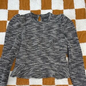 Nine West Black and White Tweed Top